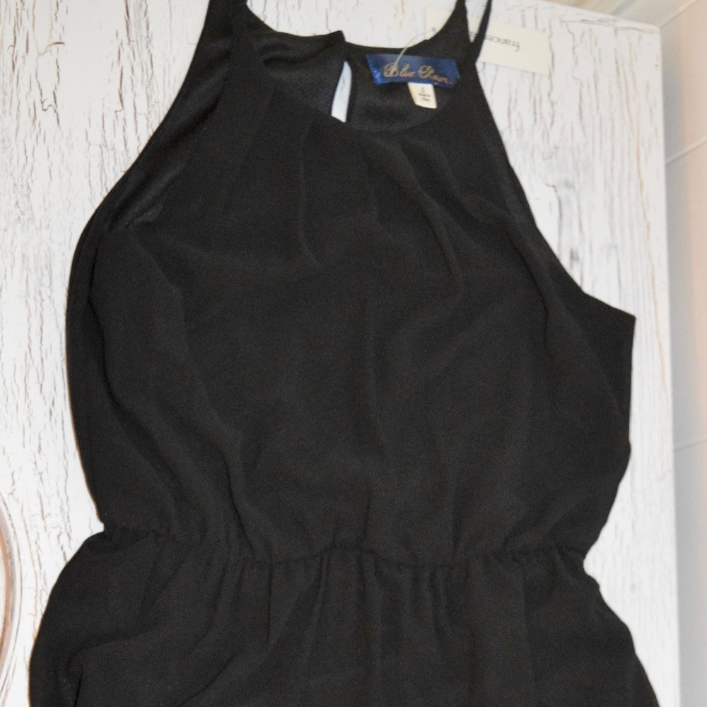 S Blue Rain Solid Black Maxi dress